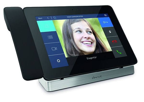 TCS IP video touch telefoon Carus TAVOLA voor SIP deurcommunicatie, desktop toestel zilver, CAI3000-IP-0150