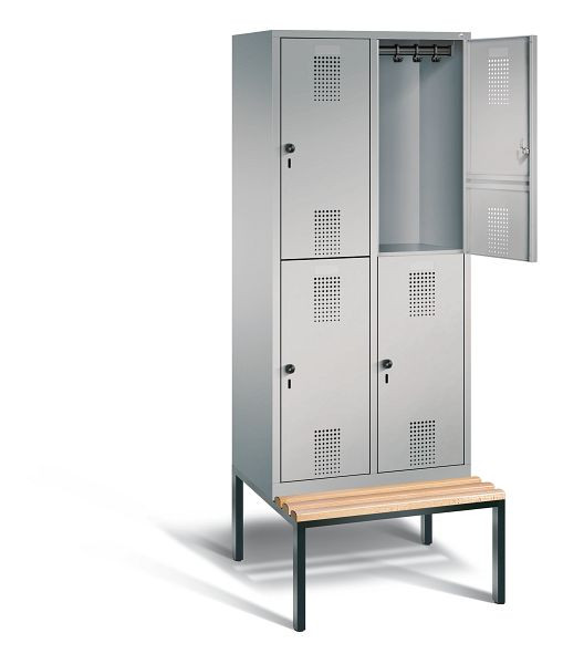 C+P locker dubbeldekker Evolo, H2090xW810xD815mm, kleur: wit aluminium, 48350-22 S10008