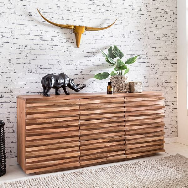 Wohnling dressoir KADA 160 x 75 x 43 cm massief acaciahout dressoir met natuurlijke boomrand, WL5.200