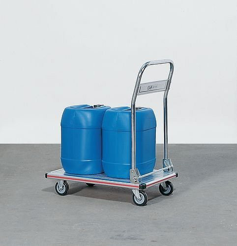 DENIOS transportwagen NP 15, antislip aluminium platform + inklapbare buisvormige duwbeugel, 164-407