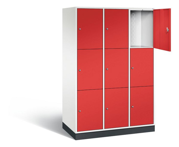 C+P XL lockerkast Intro, H1950xW1220xD590mm, kleur: verkeerswit / vuurrood, 8370-303 S10106