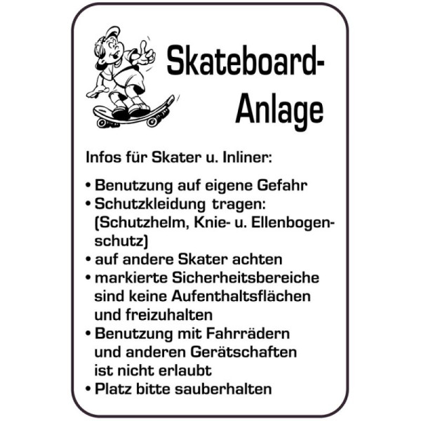 Stein HGS HGS speeltuinbord, skateboardfaciliteit - informatie voor skaters en inline skaters, 400 x 600 mm, 14858