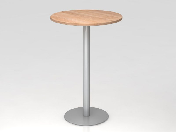 Hammerbacher bartafel 80 cm rond walnoot/zilver, zilver frame, VSTH08/N/S