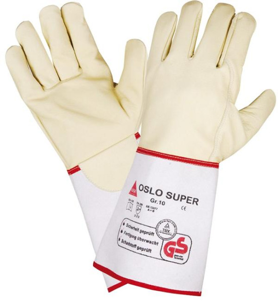 Hase Safety OSLO-SUPER, Schweisserhandschuhe Stulpe, Top-Rindnarben, Größe: 9, VE: 6 Paar, 105100-9