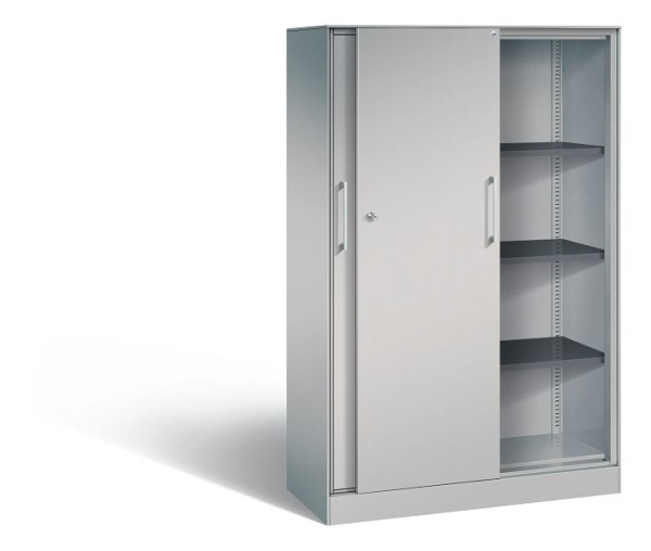 C+P schuifdeurkast Asisto, H1635xB1000xD435mm, kleur: wit aluminium, beugelgreep, 4 niveaus, 142012-000 S10057