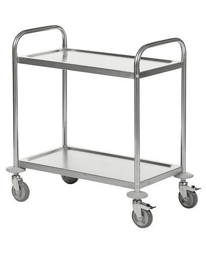 Kongamek RVS plankenwagen KM, 2 planken, 100 kg, 710x400 mm, 4 zwenkwielen PU, geremd, 255-345