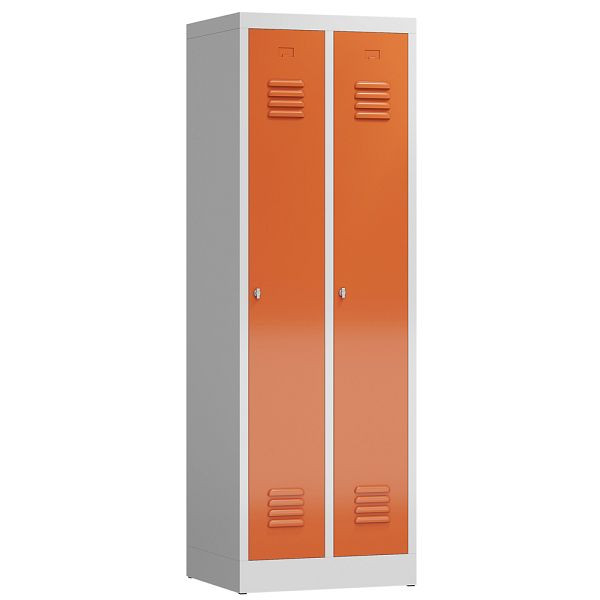 Lüllmann ClassiX kledingkast, 2 vakken, 1800 x 590 x 500 mm, lichtgrijs/vuurrood, X-510124