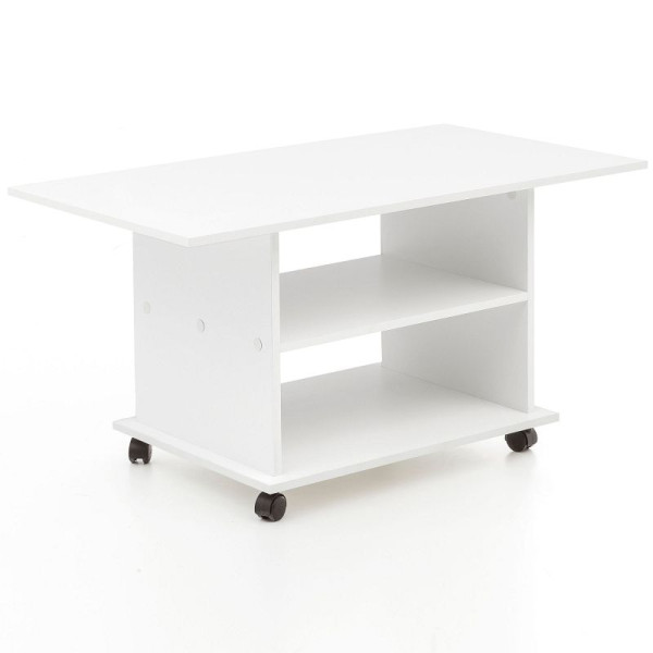 Wohnling Design salontafel 95 x 51 x 54,5 cm wit draaibaar met wielen, WL5.738