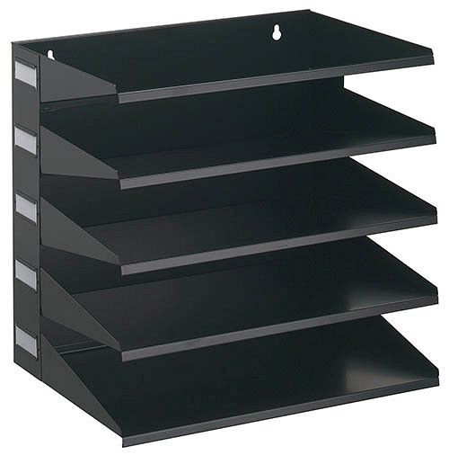 Bedrunka + Hirth sorteerrek, van metaal, 5 vakken, A4 formaat, 360 x 250 x 330 mm, zwart, 3360-01