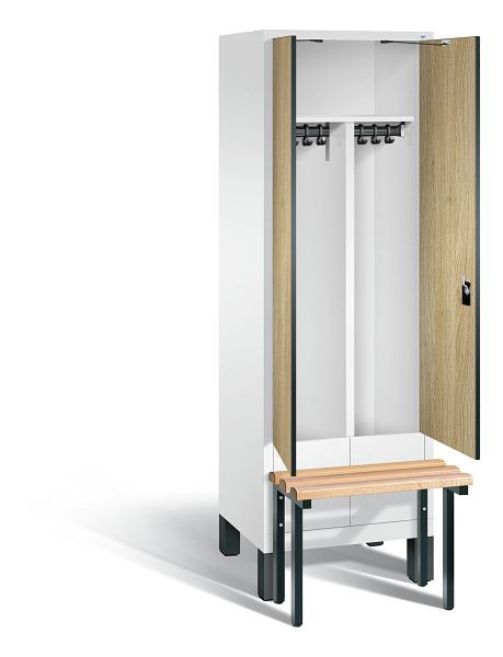 C+P zwart wit kastje Evolo, H1850xB610xD815mm, kleur: verkeerswit / decor eiken Sereno, 48032-20 S10108
