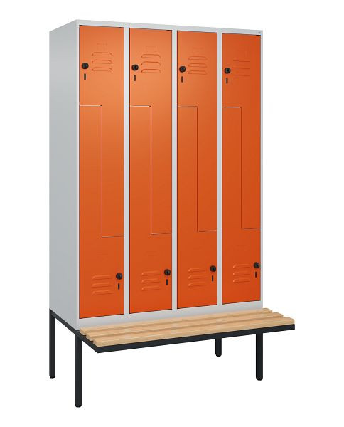 C+P Z-Spind Classic PLUS, bank, 8 vakken, 2120x1200x815mm, 7035/2004, veiligheidsdraaigrendel, beuken zitlat, 0800437-408 S10060