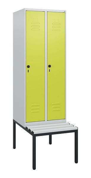 C+P luierkastje Classic PLUS, met bank eronder, 2 vakken, 1950x600x815mm, 7035/0024, draaibare sluiting, 0800505-20 S10040
