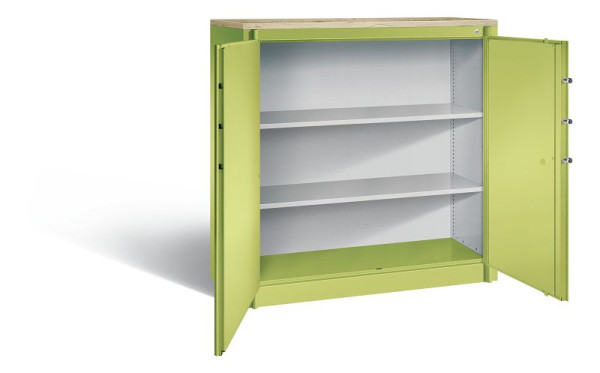 C+P brandbeveiligingskast Certos, H1226xB1200xD500mm, kleur: Viridin groen / Viridin groen, handgreep, 3 niveaus, 1181-00 S10549