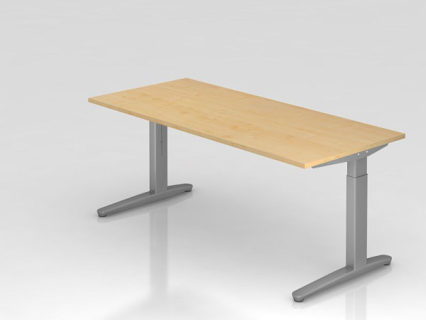 Hammerbacher bureau C-onderstel 180x80cm esdoorn/zilver, aluminium loper zilver (vergelijkbaar met RAL 9006), VXB19/3/SS