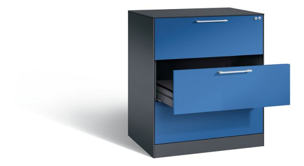 C+P archiefkast Asisto, H1010xB800xD600mm, kleur: zwartgrijs / gentiaanblauw, beugelgreep, 146243-322 S10037