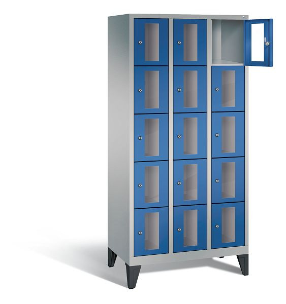 C+P lockerkast Classic, H1850xB900xD500mm, kleur: wit aluminium / gentiaanblauw, 8010A305 S10010