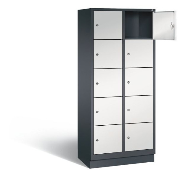 C+P lockerkast Evolo, H1800xW810xD500mm, kleur: zwartgrijs/lichtgrijs, 48020-225 S10109