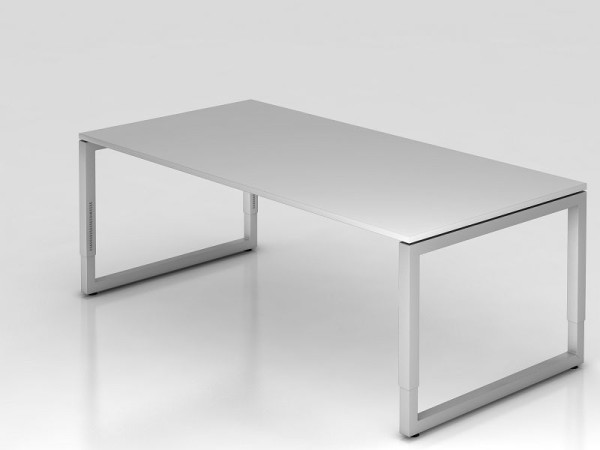 Hammerbacher bureau O-voet vierkant 200x100cm grijs, rechthoekige vorm met zwevend tafelblad, VRS2E/5/S