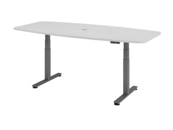 Hammerbacher vergadertafel met geheugenschakelaar, grijs, VXDSM22/5/G