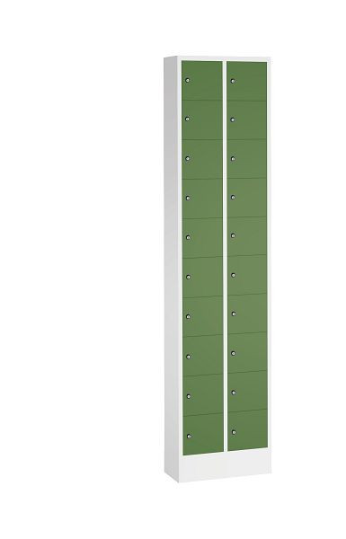 C+P kleine locker Intro, H1950xB460xD200mm, kleur: lichtgrijs / reseda groen, 80700-203 S10094