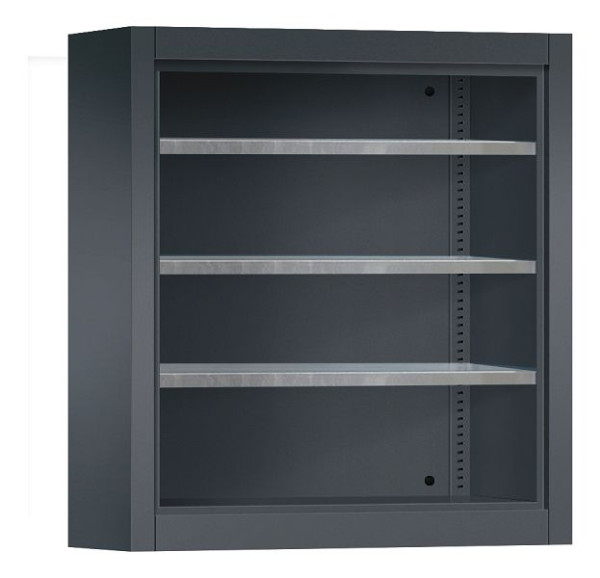 C+P stalen plank met achterwand serie 13, H830xB700xD300mm, kleur: zwart-grijs, 134013-02 S10004