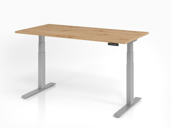 Hammerbacher bureau XDKB16, 160 x 80 cm, blad: knoestig eiken, 25 mm dik, ABS dikke rand, rechthoekige vorm, VXDKB16/R/S