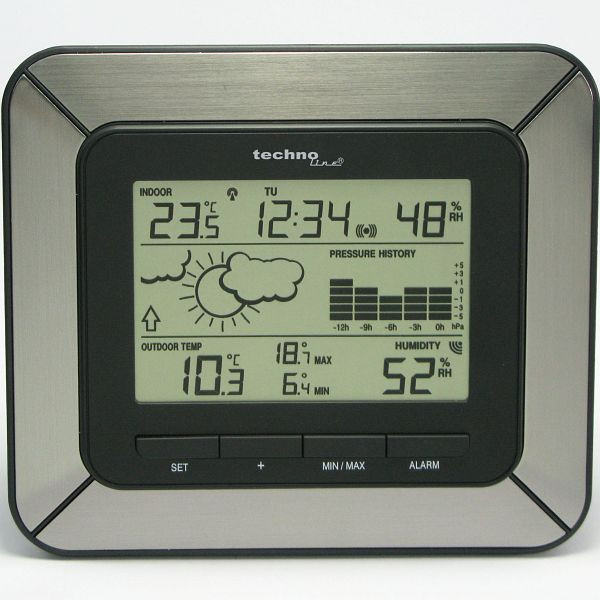 Technoline weerstation, radioklok DCF-77 met handmatige instelmogelijkheid, afmetingen: 170 x 149 x 34 mm, WS 9273