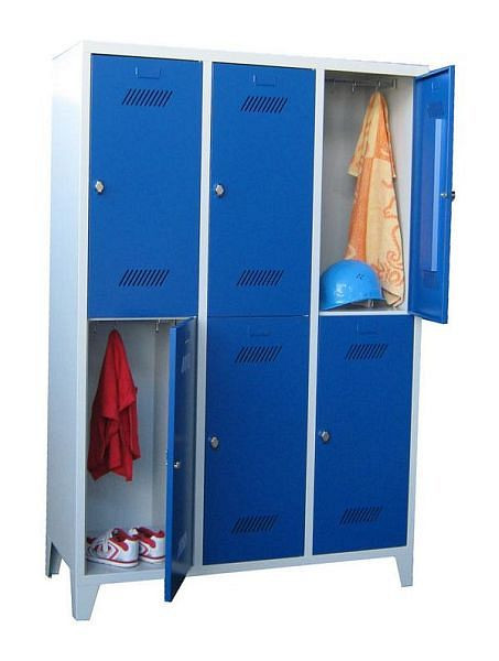 Pavoy Kleider-Schließfachschrank mit Füßen 1850/500/1200, 3b x 2h, Drehriegelverschluss, Abteilbreite 400, 60260-324-032-910