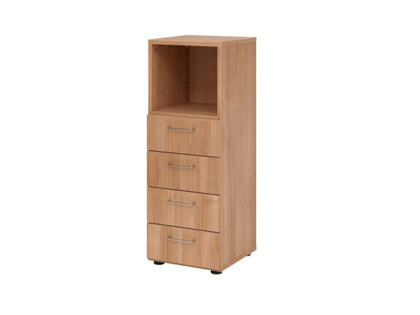 Hammerbacher ladekast 3OH, 4 laden, BS walnoot/walnoot, 40 x 41,7 x 110 cm, 4 laden, metalen handgreep, V934S4/N/N/BS