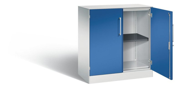 C+P dressoir met vleugeldeuren Asisto, H915xB800xD435mm, kleur: lichtgrijs / gentiaanblauw, beugelgreep, 2 niveaus, 141053-000 S10199
