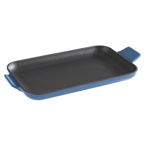 APS serveerpan -CAST IRON-, 20 x 13 cm, hoogte: 2 cm, gietijzer, geëmailleerd, binnenkant: zwart, buitenkant: blauw, glanzend, 88229