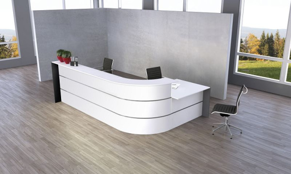 Kerkmann Bari grote L-balie met spreekbalie, B 3700 mm x D 2000 mm x H 1120 mm, kleur: wit/antraciet, 21356810
