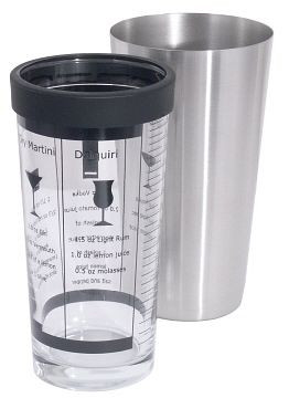 Contacto Boston cocktailshaker met recepten erop gedrukt, 398/040