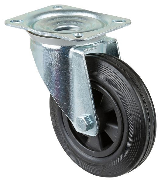 BS rollen transportrol, wielbreedte 40 mm, wiel-Ø 160 mm, draagvermogen 135 kg, zwart rubber, rollager, plaat, VE = 2 stuks, L400.B45.160