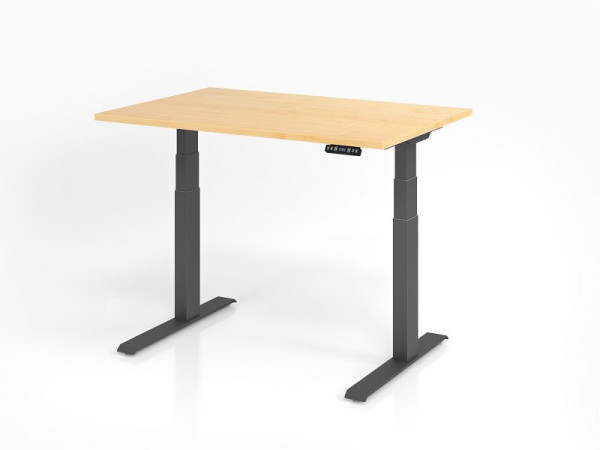 Hammerbacher bureau XDKB12, 120 x 80 cm, blad: esdoorn, 25 mm dik, ABS dikke rand, rechthoekige vorm, grafiet, VXDKB12/3/G