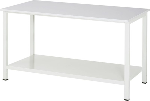 RAU werktafel serie 900, B1500xD800xH825mm, werkblad voorzien van melamineharscoating, dikte 22 mm, met plank onder, diepte 650mm, 03-900-6-M22-15.12