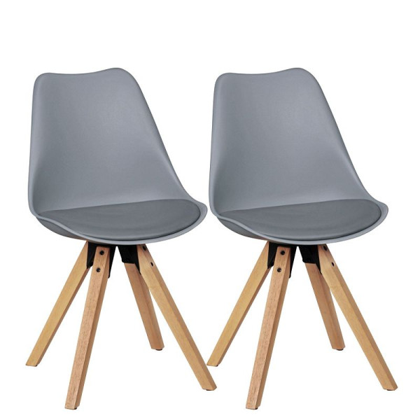Wohnling set van 2 retro eetkamerstoelen Lima grijs, WL5.023