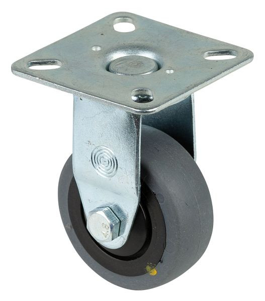 BS rollen apparatenrol, plaat, breedte 18 mm, Ø50 mm, 50 kg, grijs rubberen loopvlak, elektrisch geleidend, kogellager, VE 4 stuks, A310.A89.050