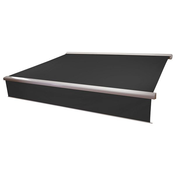 Mendler elektrische full cassette luifel T124, 4,5x3m uitschuifbare volant, polyester antraciet, 58233+34295+35606
