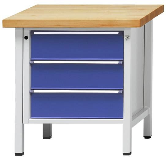 ANKE kastwerkbank; 800 x 700 mm; RAL 7035/5010; 3 laden 180 mm