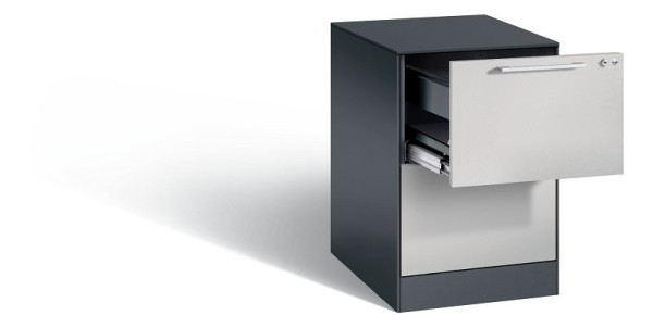 C+P hangarchiefkast Asisto, H710xB440xD600mm, kleur: zwart grijs/wit aluminium, beugelgreep, 146275-211 S10014