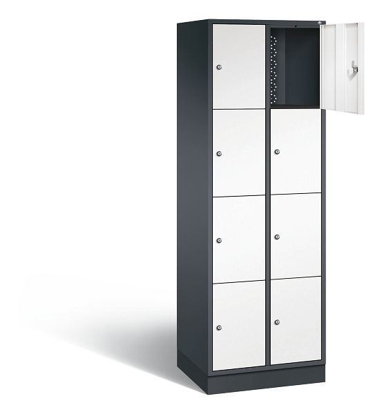 C+P lockerkast Intro, H1950xB620xD490mm, kleur: zwartgrijs / verkeerswit, 8470-201 S10178