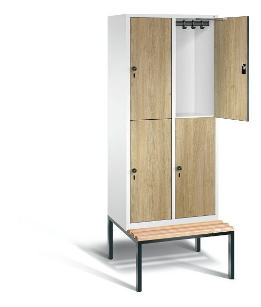 C+P locker 2-laags Evolo, H2090xW810xD815mm, kleur: verkeerswit / decor eiken Sereno, 48350-22 S10155