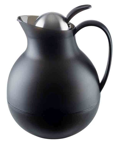 APS isoleerkan -ECONOMY-, Ø 16 cm, hoogte: 20 cm, 1 liter, polypropyleen, glas, roestvrij staal, dubbelwandig, zwart, eenhandsautomaat, 10914