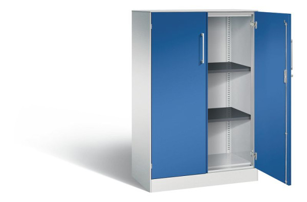 C+P vleugeldeurkast Asisto, H1310xB800xD435mm, kleur: lichtgrijs / gentiaanblauw, beugelgreep, 3 niveaus, 141033-000 S10177