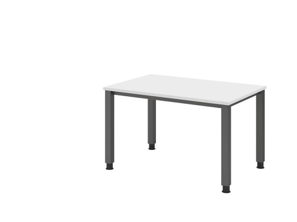 Hammerbacher bureau QS12, 120 x 80 cm, blad: wit, 25 mm dik, 4-poots frame in grafiet (vergelijkbaar met RAL 7012), werkhoogte 68-83,5 cm, VQS12/W/G