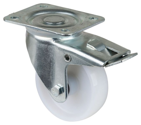 BS rollen transportrol met rem, breedte 30 mm, Ø100 mm, tot 175 kg, loopvlak/wiellichaam kunststof, rollager, LB520.B10.100