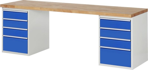 RAU werkbank serie 7000 - modulair ontwerp, 8 x laden, 2500x840x700 mm, 03-7510A3-257B4S.11