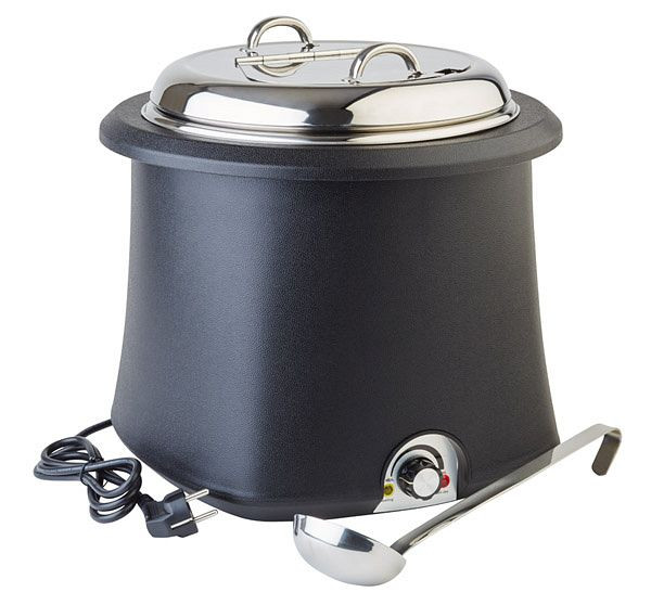 APS elektrische soeppan, Ø 38 cm, hoogte: 36,5 cm, 10 liter, RVS/PP, zwart, inclusief pollepel, 11901