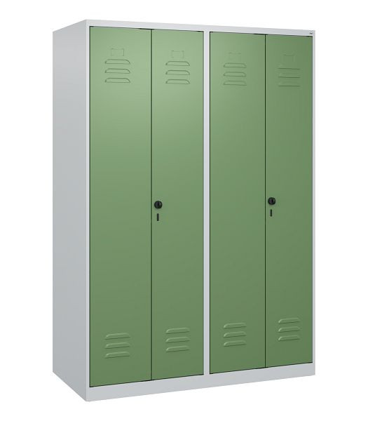 C+P Umkleidespind Classic PLUS, Doppel-Spind, 4 Abteile, 1700x1200x500mm, 7035/6011, Drehriegel, 0800027-40P S10006